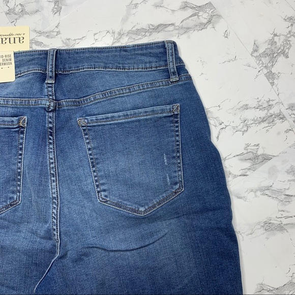 a.n.a frayed hem denim bermuda shorts mid rise - Picture 5 of 9